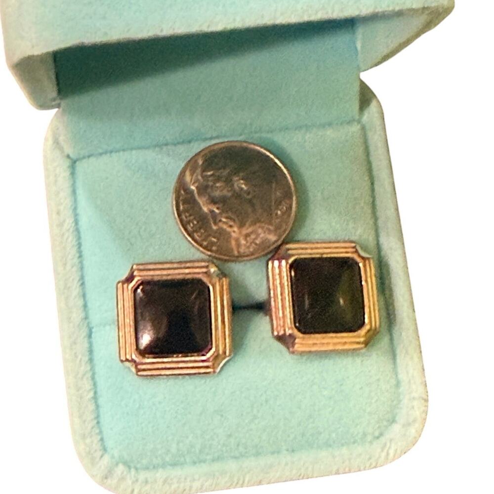 Vintage Christian Dior Black Cabochon Clip Earrings Signed Dior 1970s - Picture 7 of 12